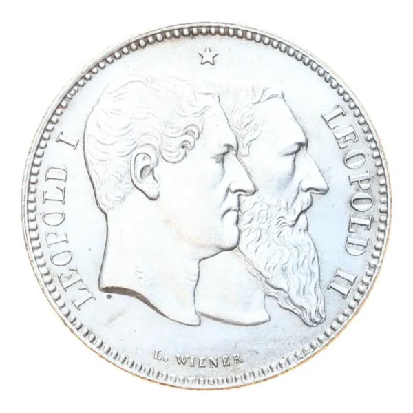 2 frank België 1880, voorzijde