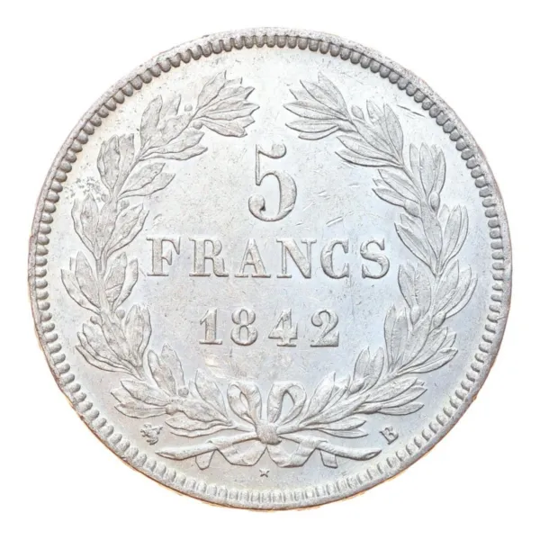 5 francs Frankrijk 1842, keerzijde