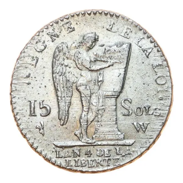 15 sols Frankrijk 1792, keerzijde