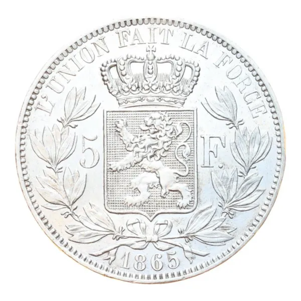 5 frank België 1865, keerzijde